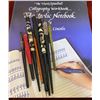 Image 1 : LOT OF 8 FOUNTAIN PENS W / CALLIGRAPHY REFERENCE BOOK