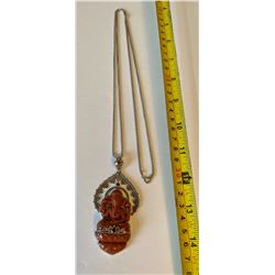 RED JASPER & GARNET GANESH PENDANT W/ SILVER CHAIN