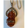Image 2 : RED JASPER & GARNET GANESH PENDANT W/ SILVER CHAIN