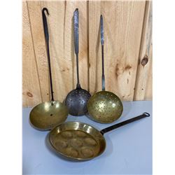 SET OF 4 FORGED BRASS LADLES