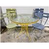 Image 1 : WROUGHT IRON PAINTED PATIO SET - GLASS TOP W/ 4 CHAIRS