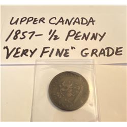 1857 UPPER CANADA 1/2 PENNY