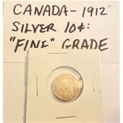 1912 CND SILVER 10 CENT COIN