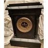 Image 1 : VICTORIAN HEAVY BLACK SLATE MANTLE CLOCK WITH GILT FACE - WORKING