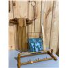 Image 1 : WOOD CLOTHES DRYER, TOWEL HOLDER & TIN DUST BIN