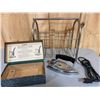 GENERAL ELECTRIC TRAVELING IRON W/ ORIGINAL BOX & CHROME MAGAZINE RACK