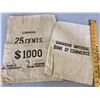 Image 1 : LOT OF 2 CANVAS MONEY SACKS