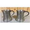 Image 1 : LOT OF 2 'SHILLING' GLASS BOTTOM' PEWTER TANKARD MUGS
