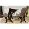 Image 1 : ANTIQUE DOUBLE CAST & WOOD 'GLOBE' SCHOOL DESK