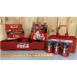 COCA-COLA MEMORABILIA - BOTTLES, HOLDERS & TINS