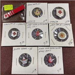 LOT OF VINTAGE CANADIAN RED CROSS PINS - SEVERAL ARE STERLING