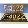 Image 1 : PAIR OF 1936 ONTARIO LICENCE PLATES