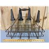 Image 1 : LOT OF 4 GLASS OIL BOTTLES WITH SPOUTS IN WIRE CARRIER