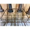 Image 2 : LOT OF 4 GLASS OIL BOTTLES WITH SPOUTS IN WIRE CARRIER