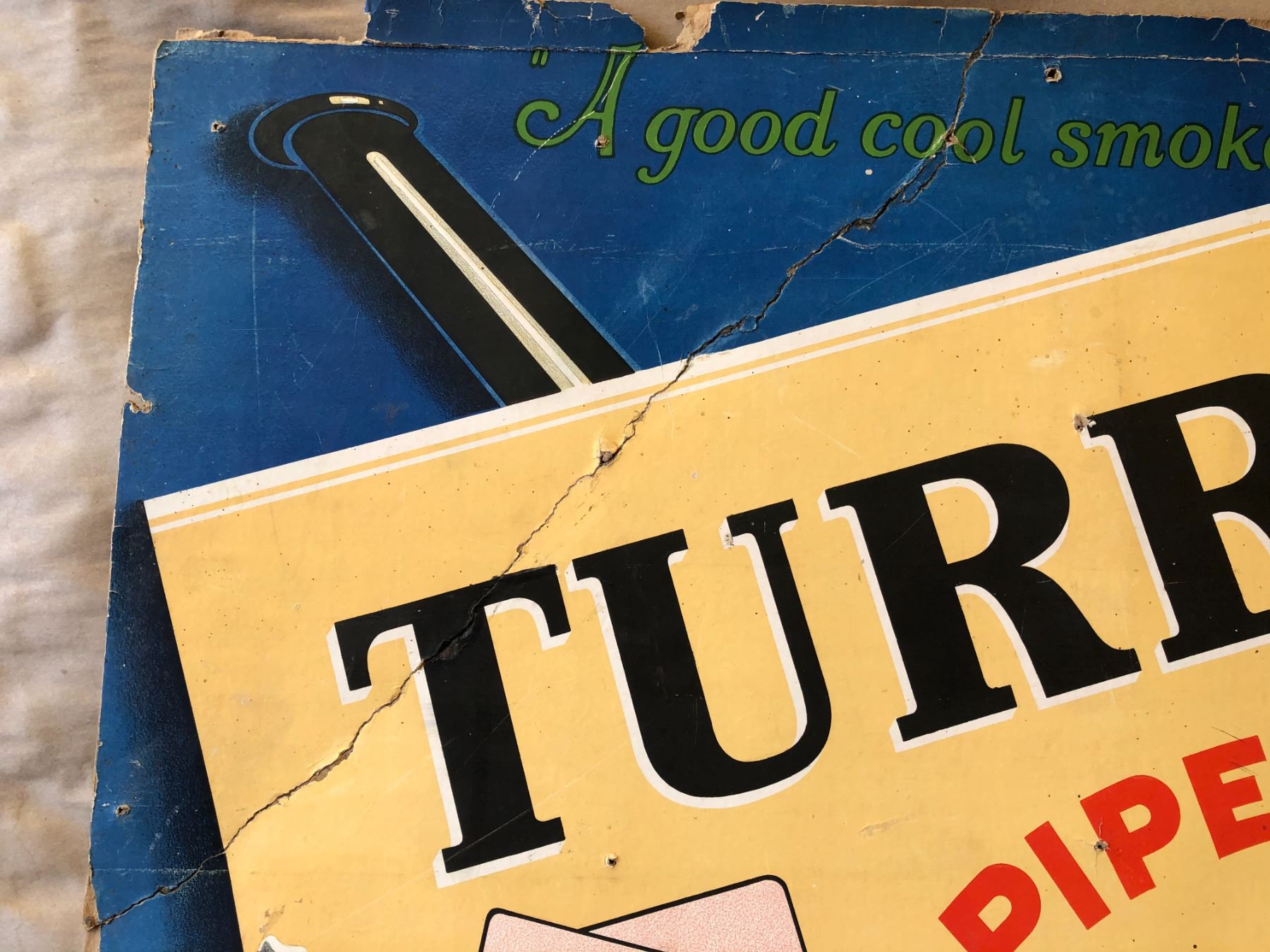 TURRET PIPE TOBACCO CARDBOARD SIGN