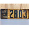 Image 1 : 1918 ONTARIO LICENCE PLATE
