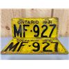 Image 1 : PAIR OF 1931 ONTARIO LICENCE PLATES