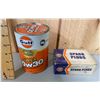 Image 1 : GULF WRAP CAN & EMPTY GULT SPARK PLUG BOX