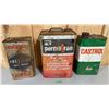 Image 2 : LOT OF 3 OIL CANS - MF 2 GAL. CASTROL & PRESTONE 1 GAL