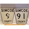 Image 1 : LOT OF 2 ROAD SIGNS - SIMCOE 9 & 91