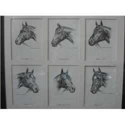 Framed drawings of the Triple Crown Win