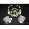 Image 1 : Metal basket and two candle holders