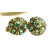 Image 1 : Two Green Faceted Glass & Metal Buttons #1234449