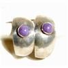 Image 1 : Sterling Silver Sugilite CAB  Fat Hoop Earrings#1234501