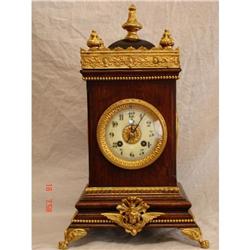 French Brass and Oak Mantel Clock period #1235068