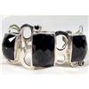 Image 1 : Mystical Faceted BLACK onyx Cuff Bracelet #1244729