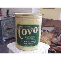 CHIC 1920s HUGE LARD TIN  LOVELY SHABBY COLORS #1251991