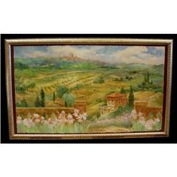Tuscan Countryside Hilly Landscape Watercolor #1252217