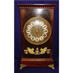 French Empire Walnut Bronze Enamel Dial Clock #1252225