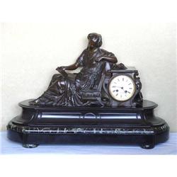 19c French Mantle Clock Bronze Demay Listed #1252227