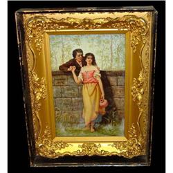 19c Italian Courtship Lovers Scene Oil Painting#1252235