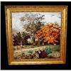 Image 1 : 1869 Ceramic Tile Oil Painting Paris French 19c#1252240