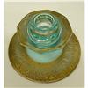 Image 1 : Depression Gilt Blue Glass Candle Holder  #1252252