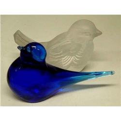 Blue Glass and Frosted Glass Bird Paperweights.#1252256