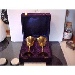 Brass goblets,pr. in original velvet  case #1256758