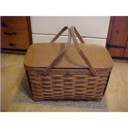 Picnic Basket, Wooden splint,wooden handles #1256763