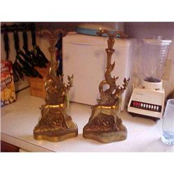 Door Stops, Pr. Bronze , Stag Deer, 6 Points #1256874