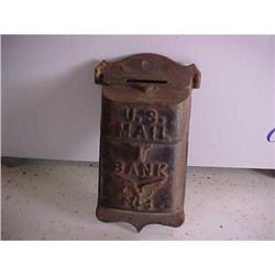 Bank; US Mail;  3 X 5 Cast Iron, embossed also #1256877