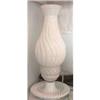 Image 1 : Lamp Table Milk Glass Swirl Chimney Base #1270453