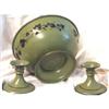 Image 1 : Console Bowl Candle Holder(s) Med Green, Ivy  #1270489