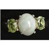 Image 1 : Estate Jade & Peridot Sterling Silver Ring #1270625