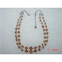 Faceted Crystal 2 Strand Necklace Choker Brown #1231045