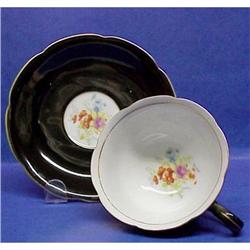 Deco Style Black &Floral Cup and Saucer #1248526