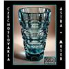 Image 1 : ART DECO AQUA BLUE CUT CRYSTAL VASE MOSER #1249019