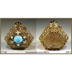 CZECH ART DECO FILIGREE PURSE PERFUME BOTTLE #1249096