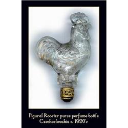 CZECH FIGURAL ROOSTER PURSE PERFUME BOTTLE #1249098